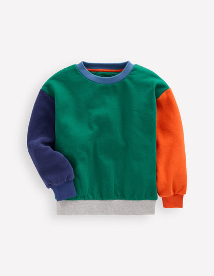 Colourblock Sweatshirt-Jewel Green Colourblock-1
