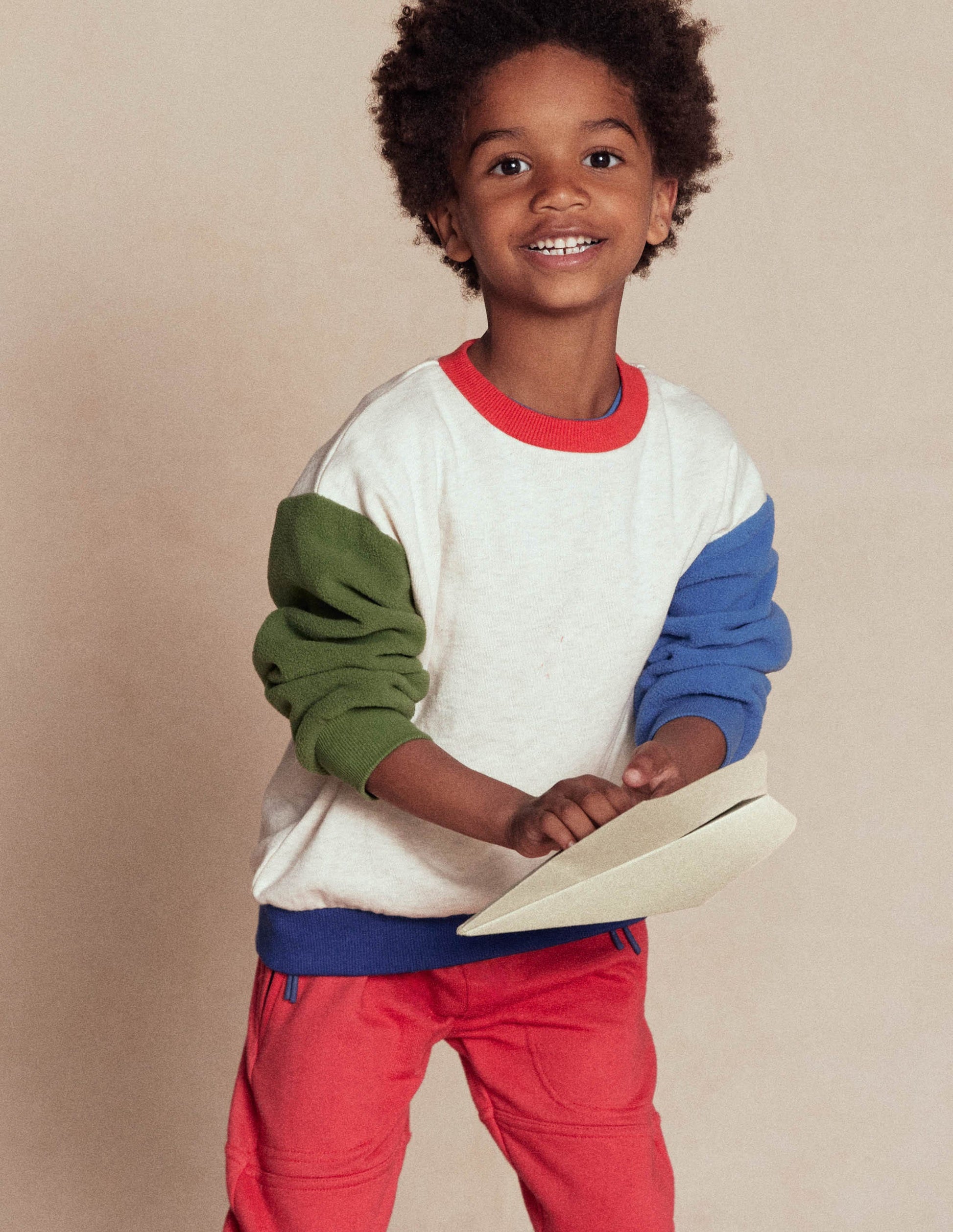 Colourblock Sweatshirt-Oatmeal Marl Colourblock-4