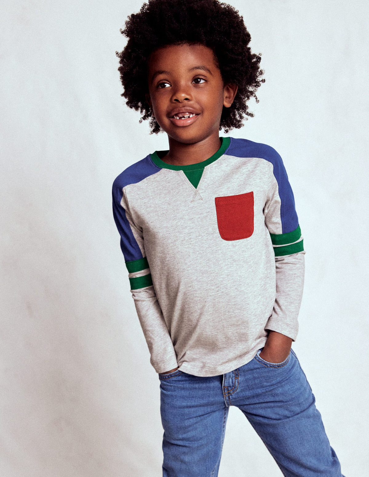 Colour Block T-shirt-GREY MARL COLOURBLOCK - Image 1