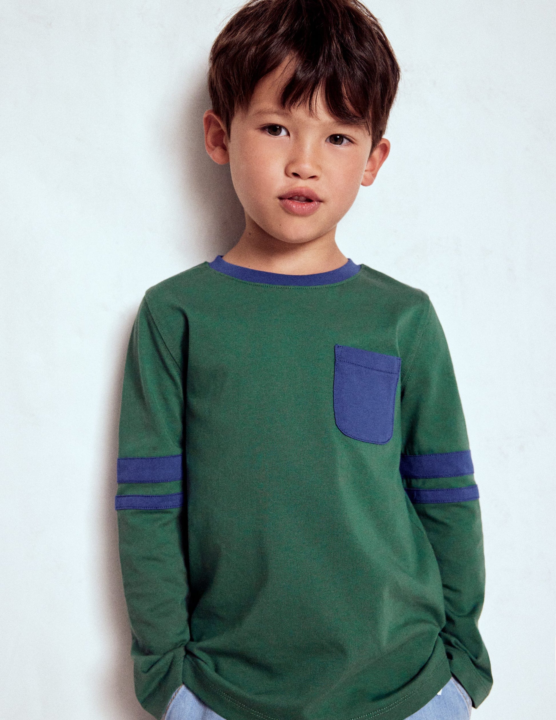 Colour Block T-shirt-Smoke Pine/ Starboard Blue-1