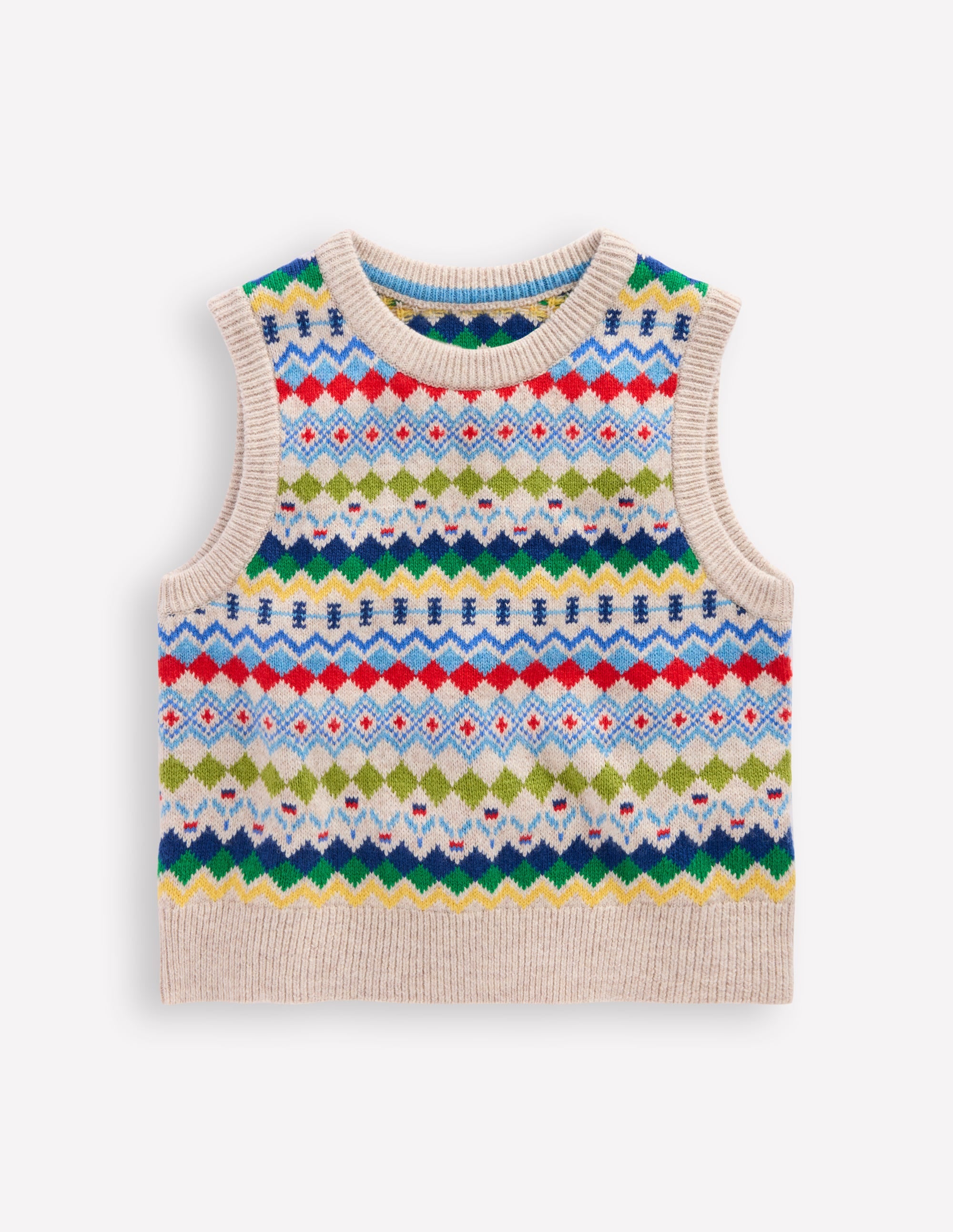 Fair Isle Tank-Oatmeal Marl Fair Isle - Image 1
