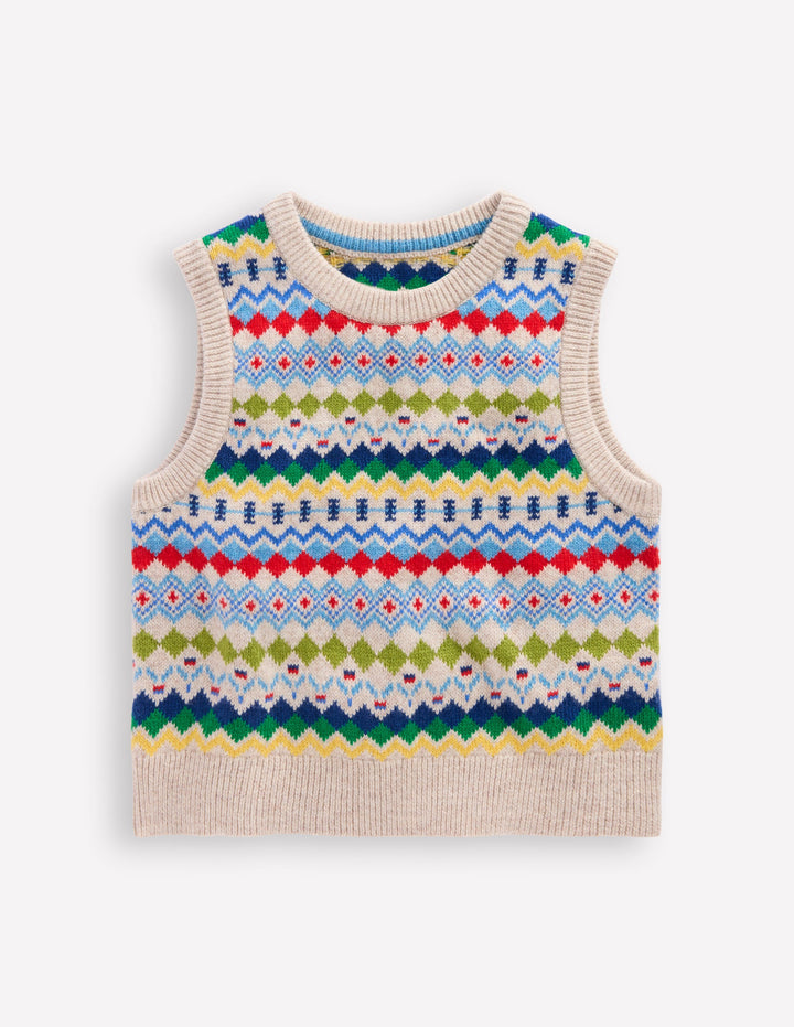 Fair Isle Tank-Oatmeal Marl Fair Isle