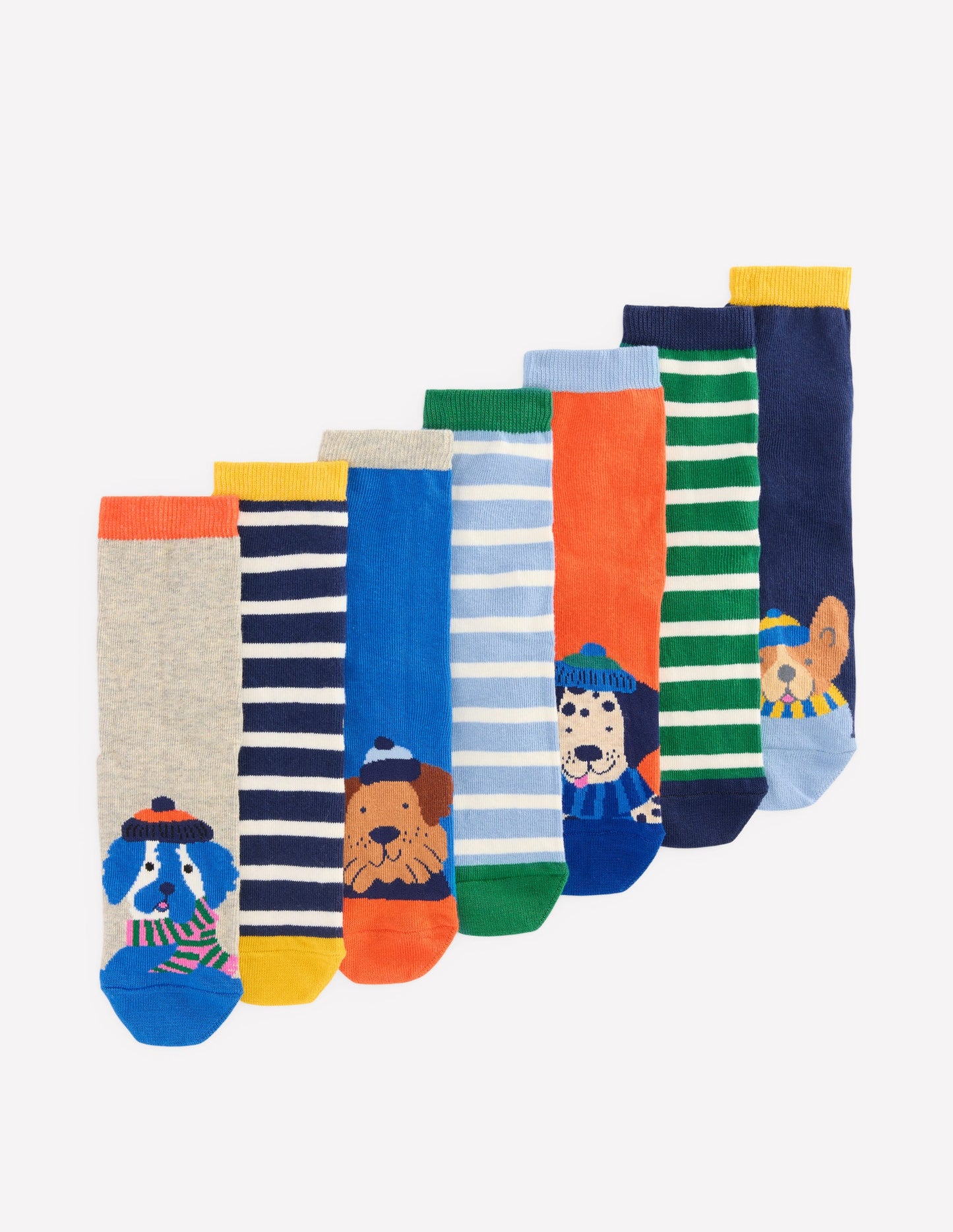 Socks 7 Pack-Dog Stripe