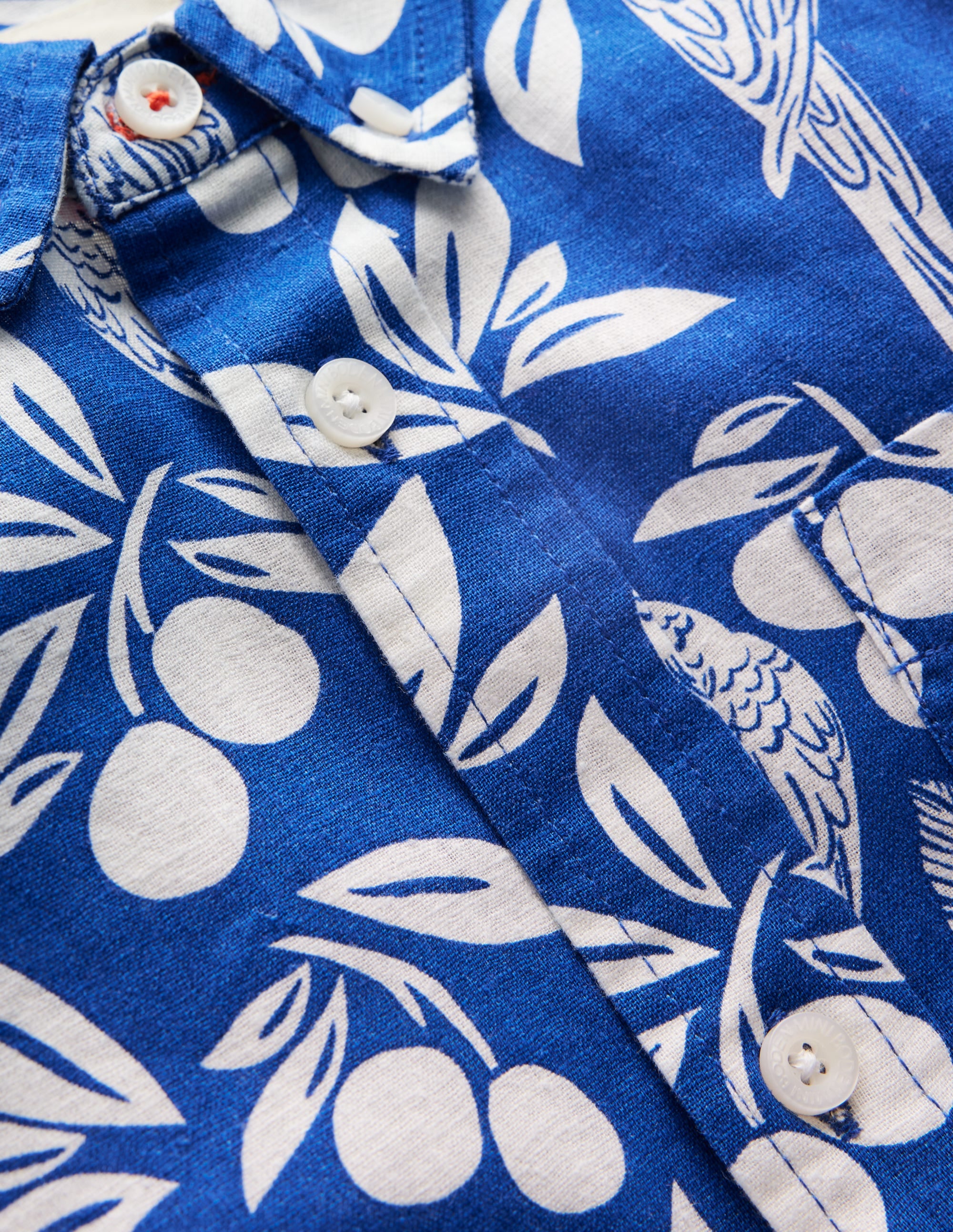 Cotton Linen Shirt-Blue Parrot Palm - Image 7