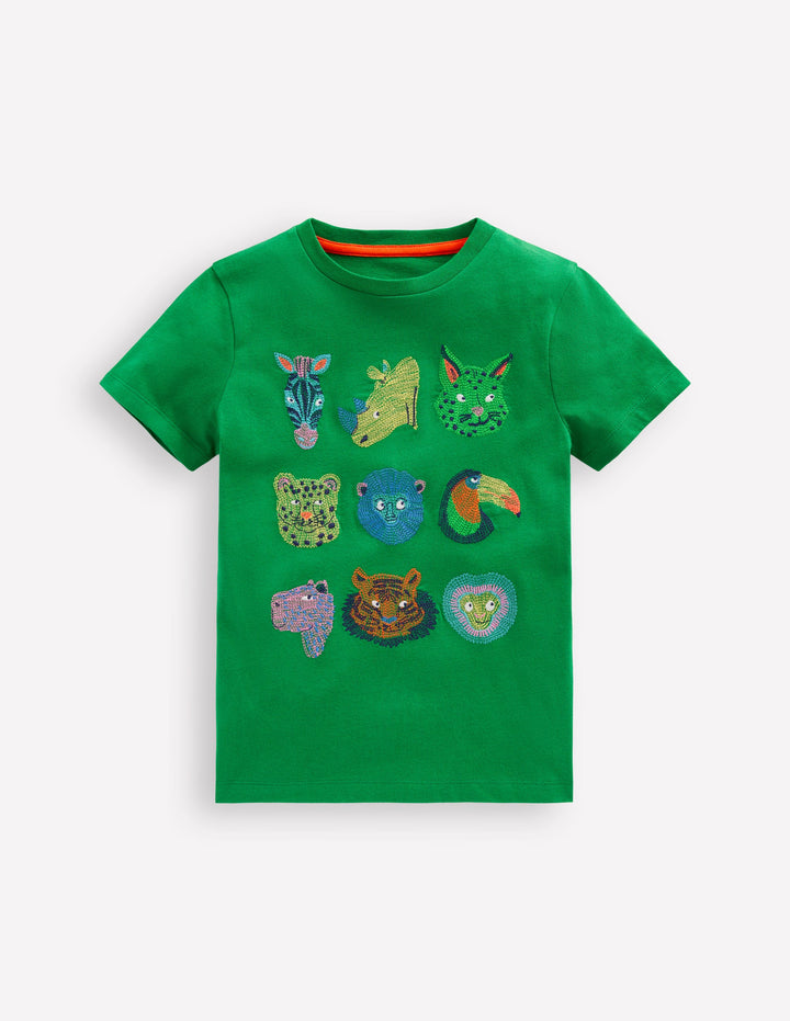 Superstitch T-Shirt-Highland Green Jungle Animals