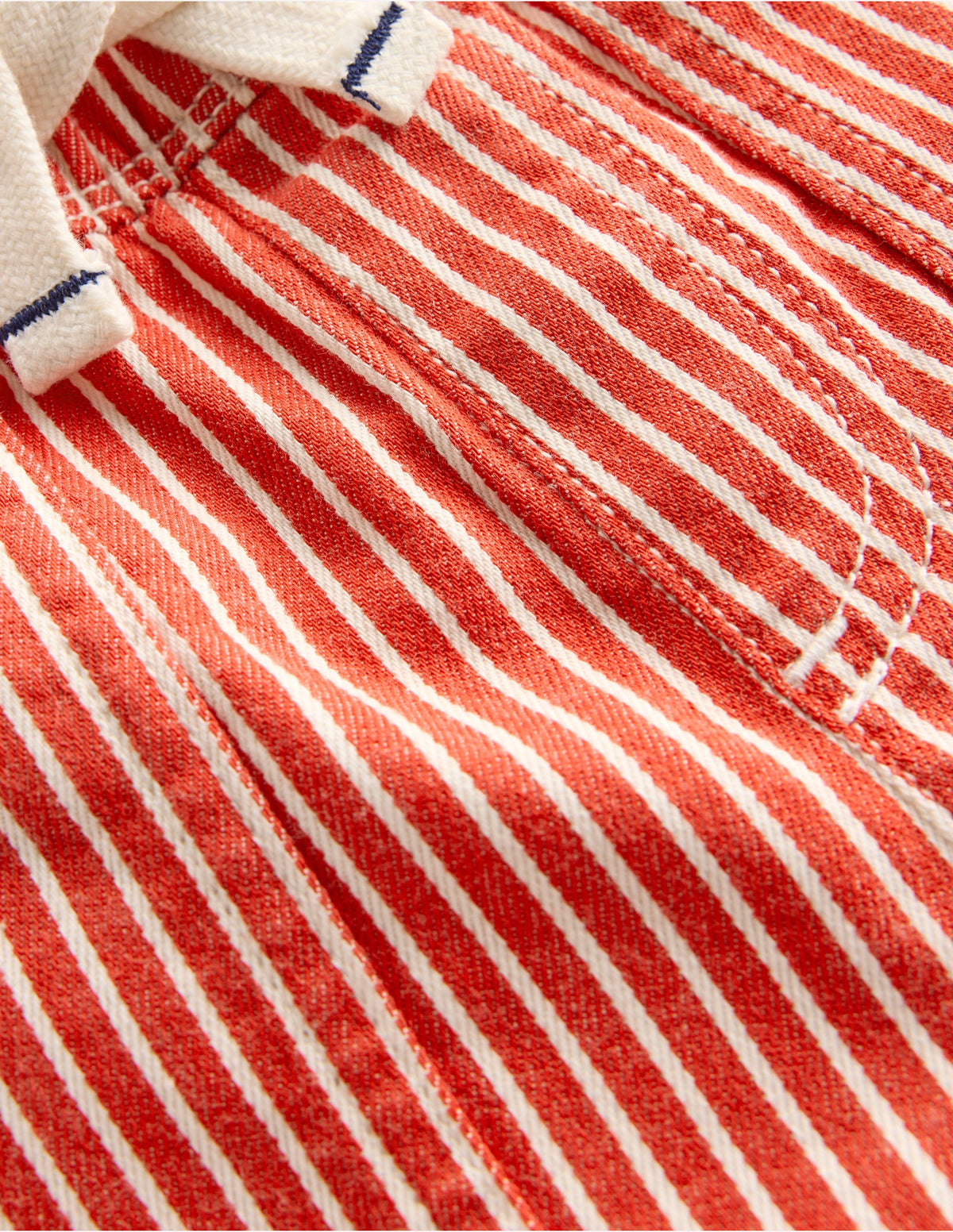 Pull-On Cotton Shorts-Red Ticking - Image 3