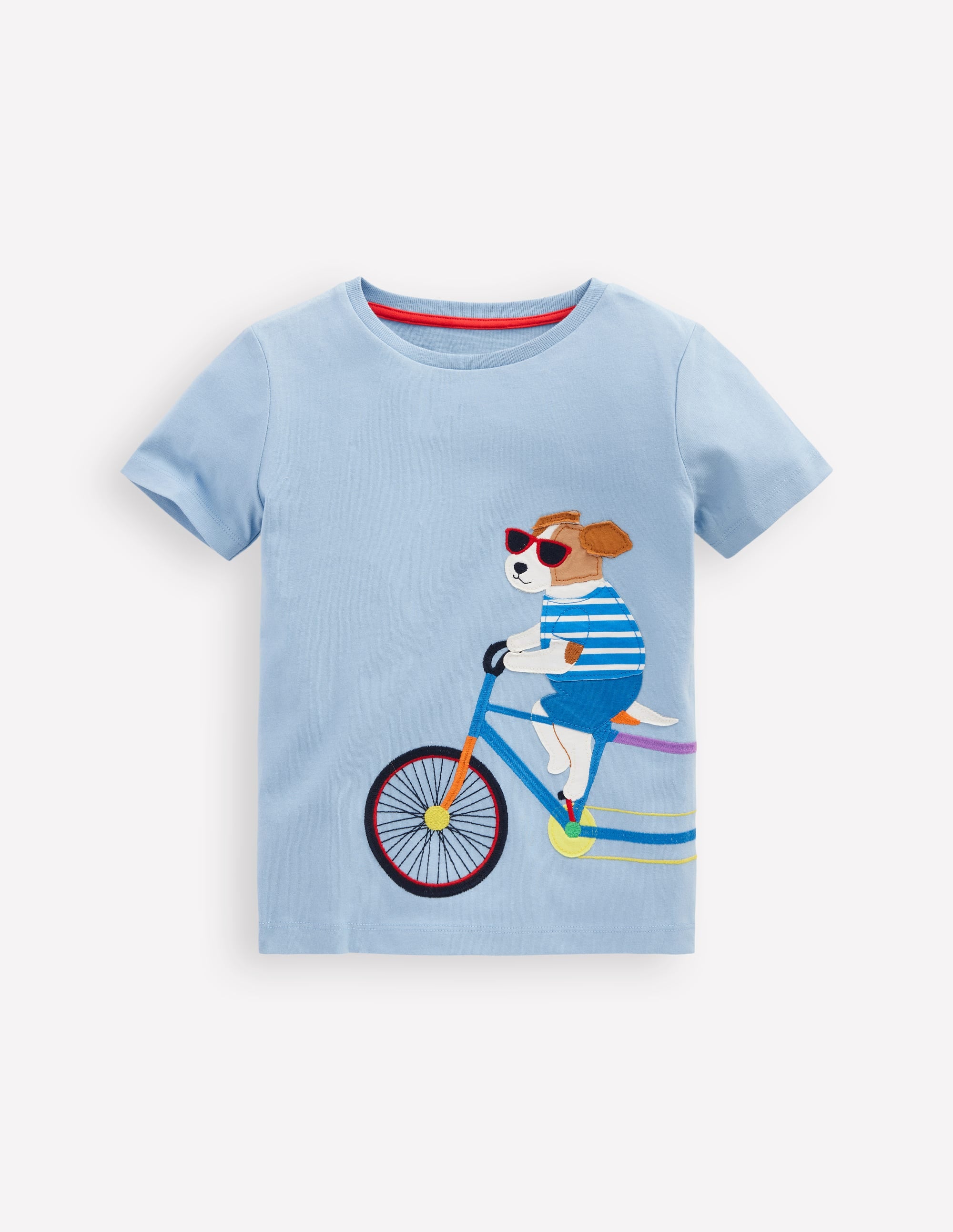 Fun Graphic T-shirt-Vintage Blue Dogs on a Bike - Image 1
