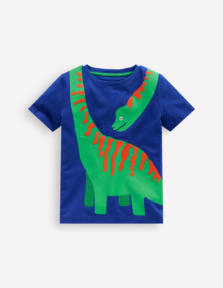 Fun Graphic T-shirt-Bright Blue Dino