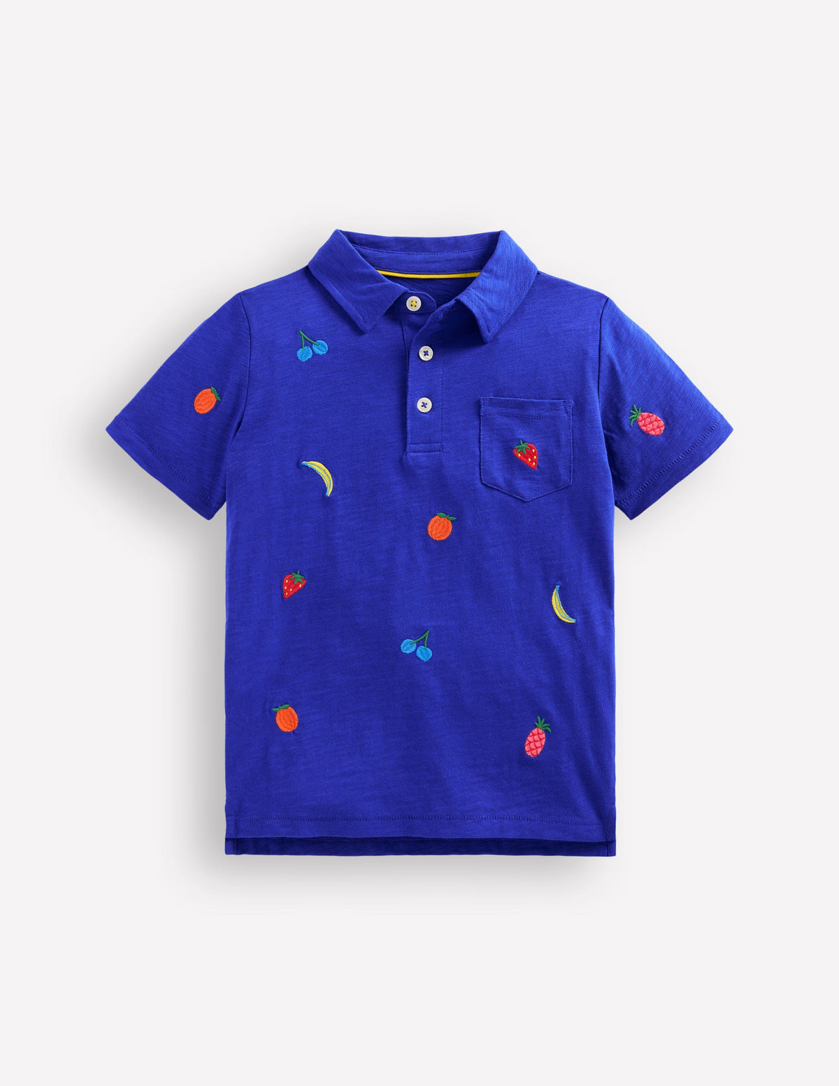 Embroidered Slub Polo Shirt-Fruit Embroidery - Image 1