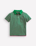 Slub Polo Shirt-Rich Emerald /Sorbet Pink