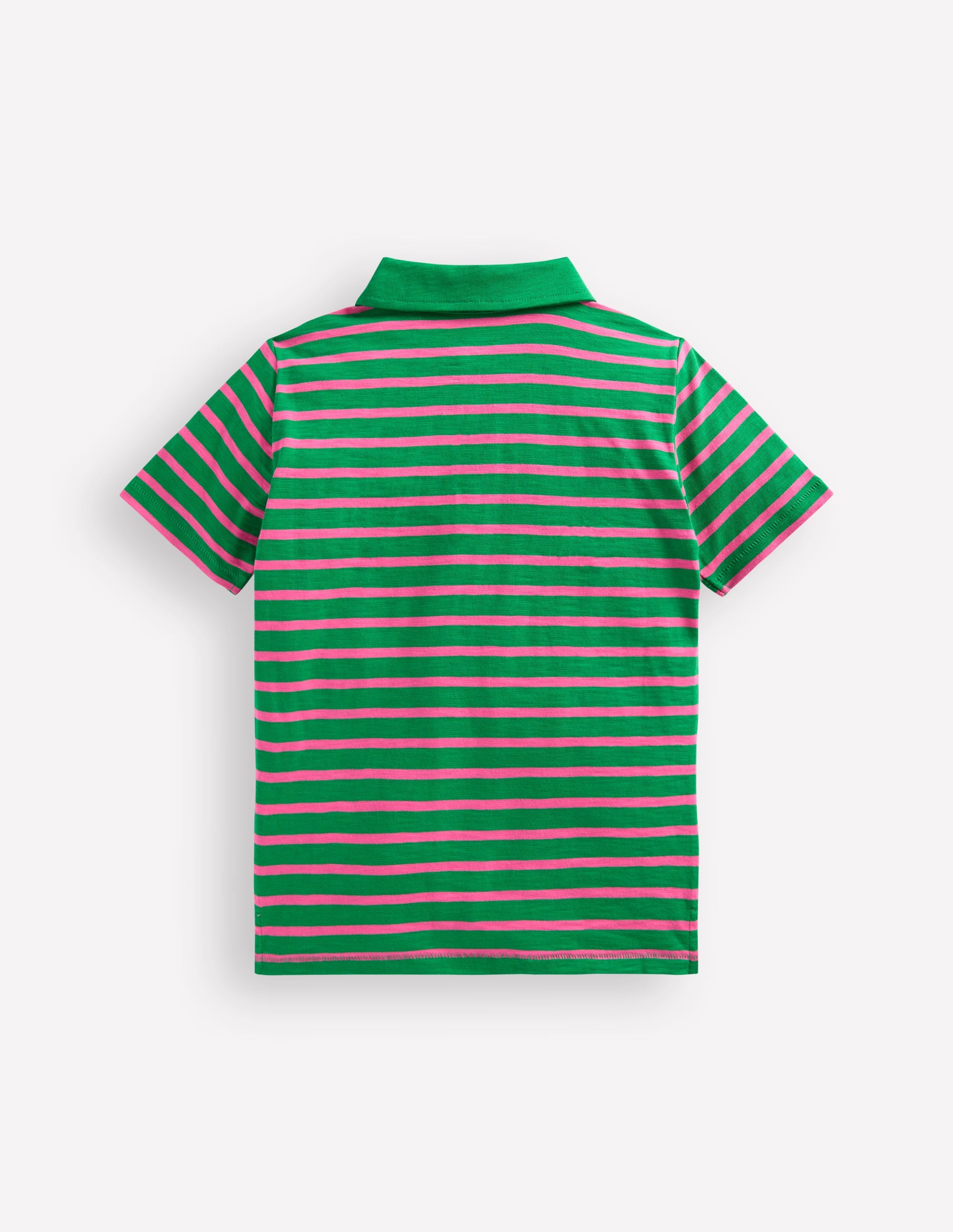 Slub Polo Shirt-Rich Emerald /Sorbet Pink - Image 2