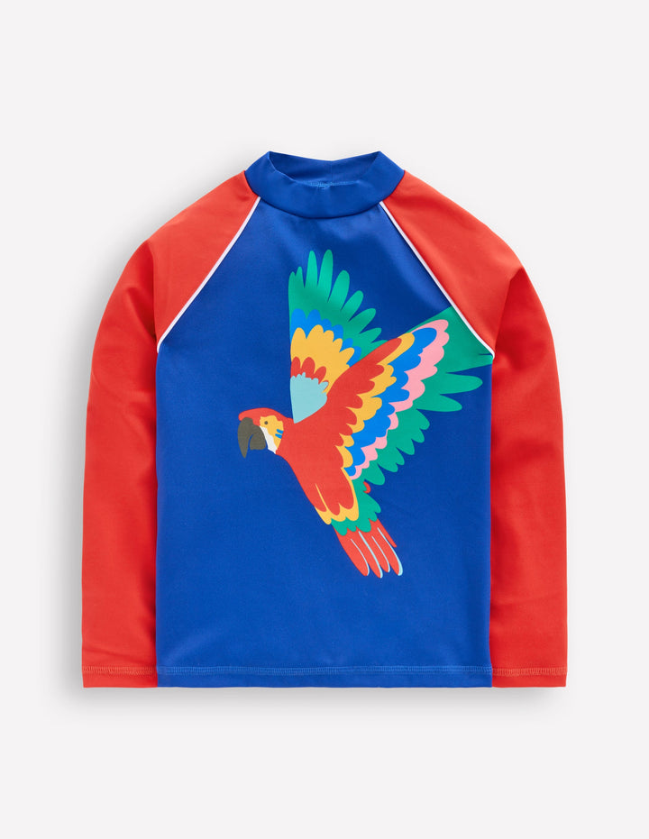 Logo Rash Vest-Multi Rainbow Parrot