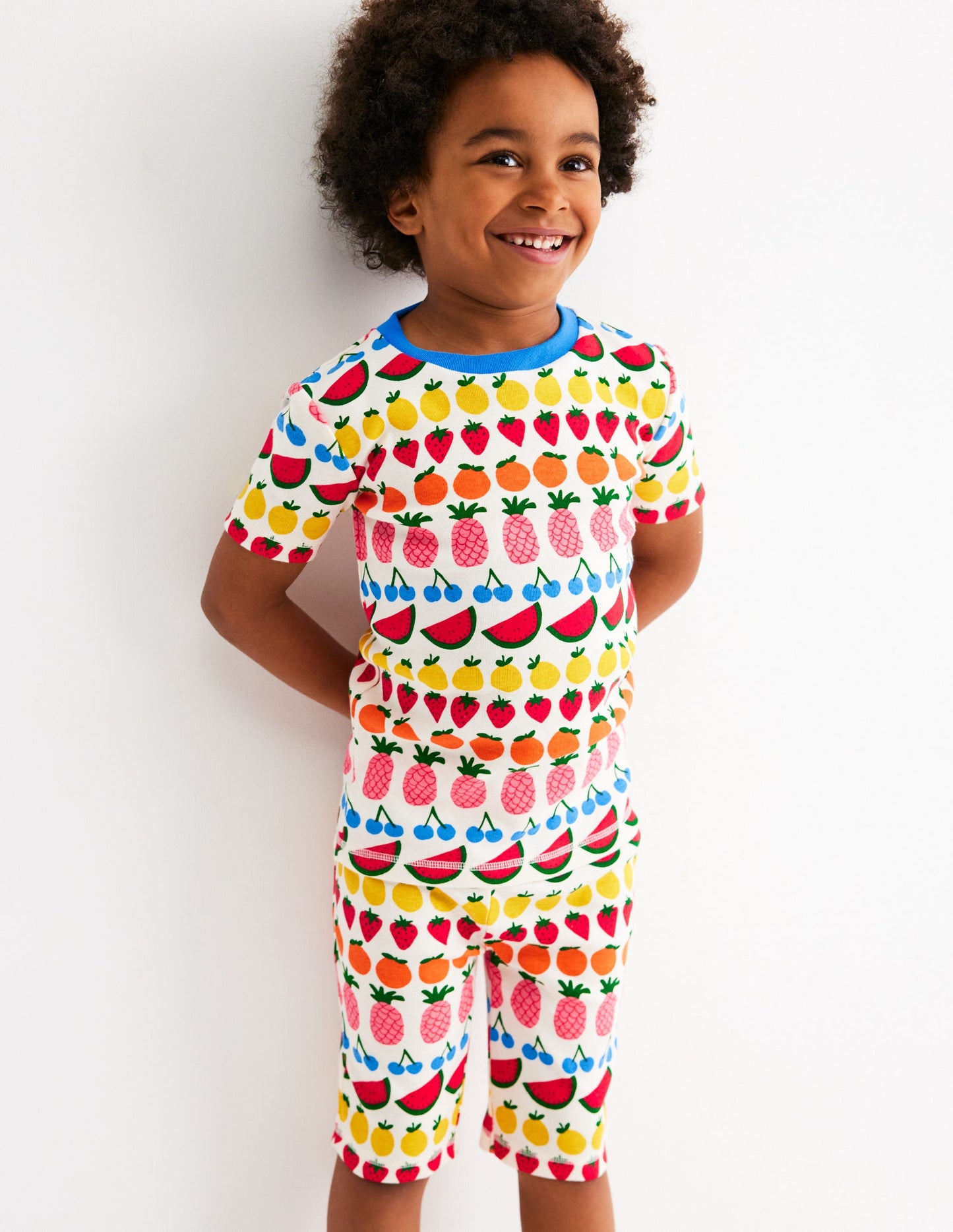 Snug Short John Pyjamas-Fruit Stripe