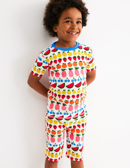 Snug Short John Pyjamas-Fruit Stripe-1