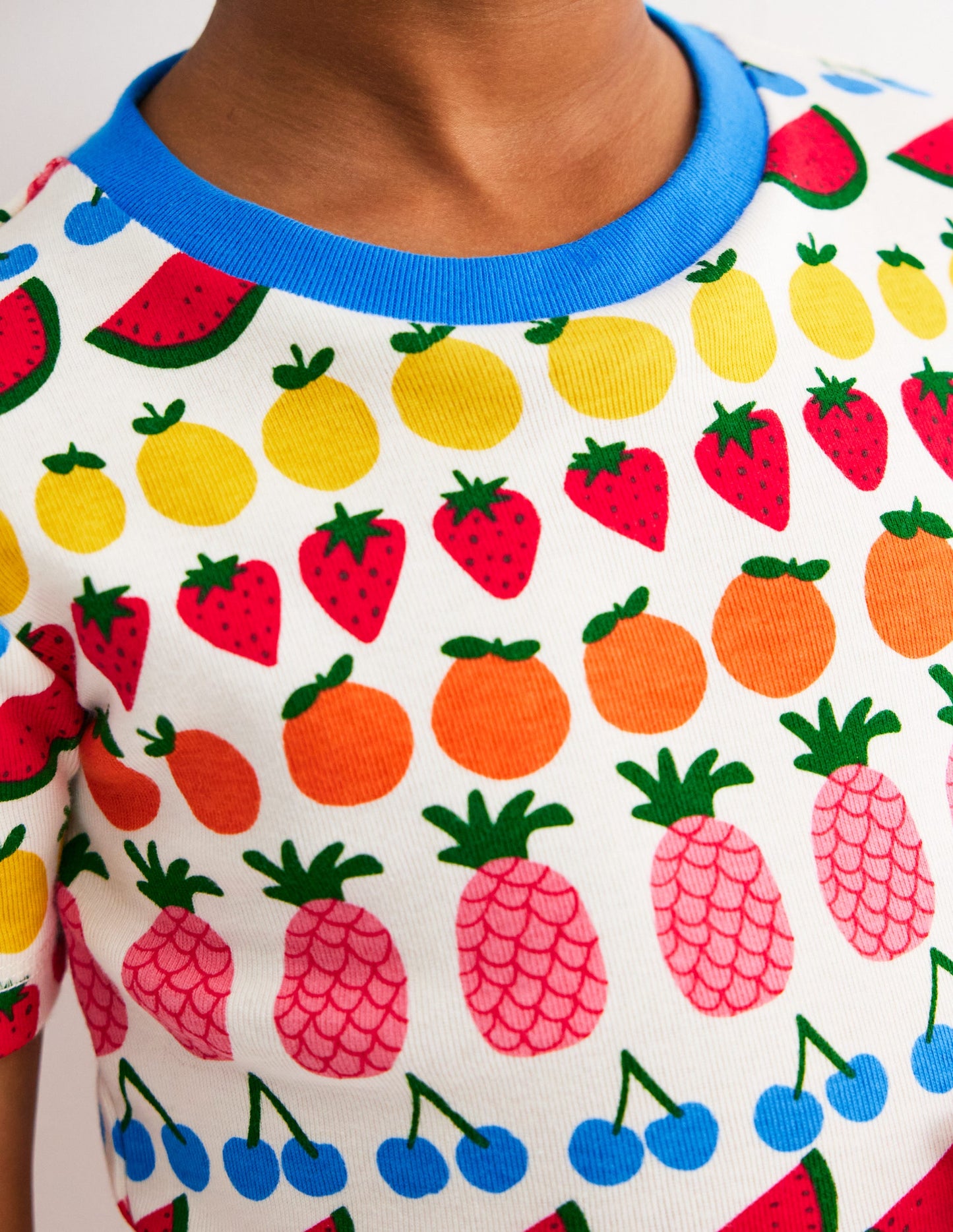 Snug Short John Pyjamas-Fruit Stripe