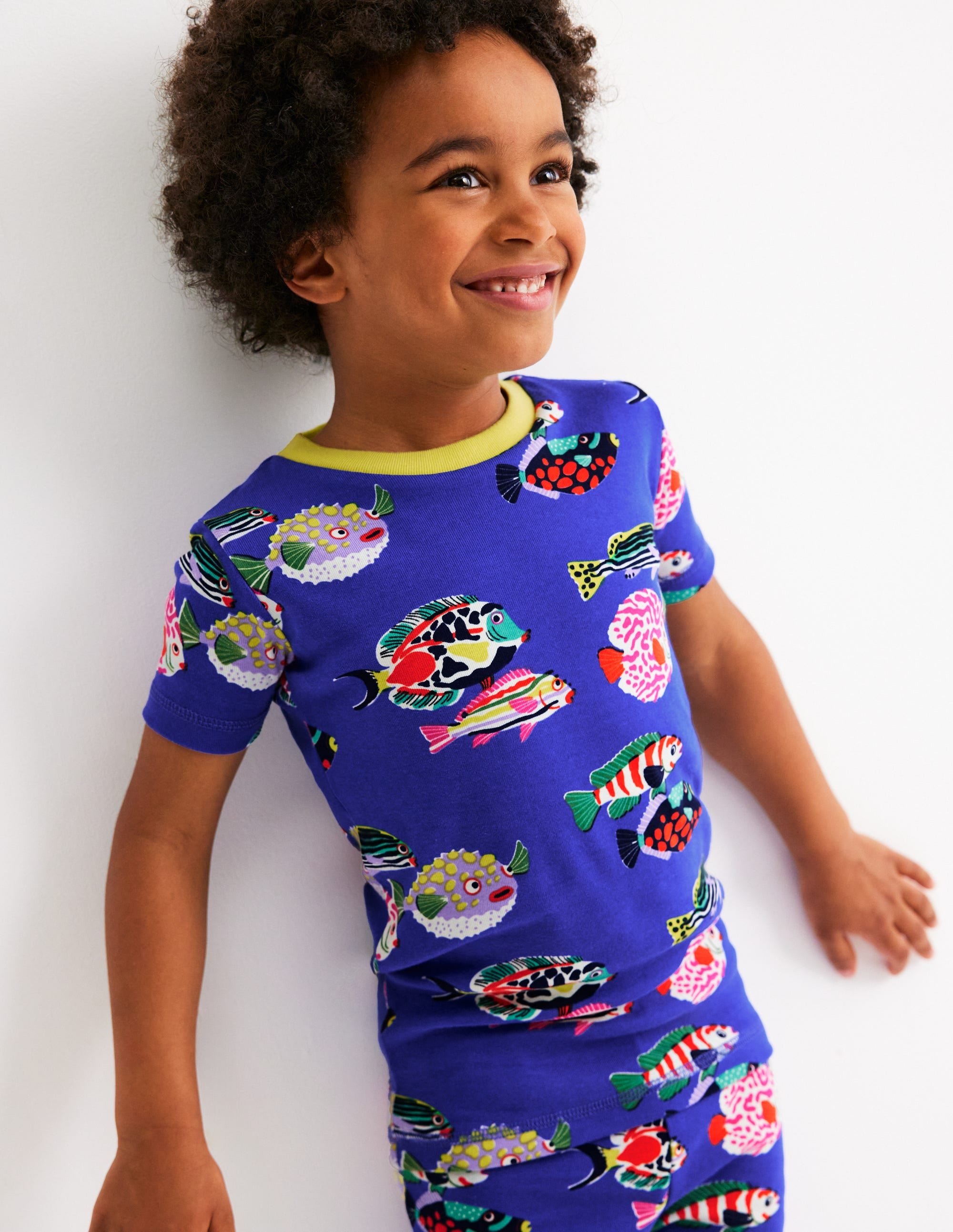 Snug Short John Glow Pyjamas-Blue Heron Fish - Image 1