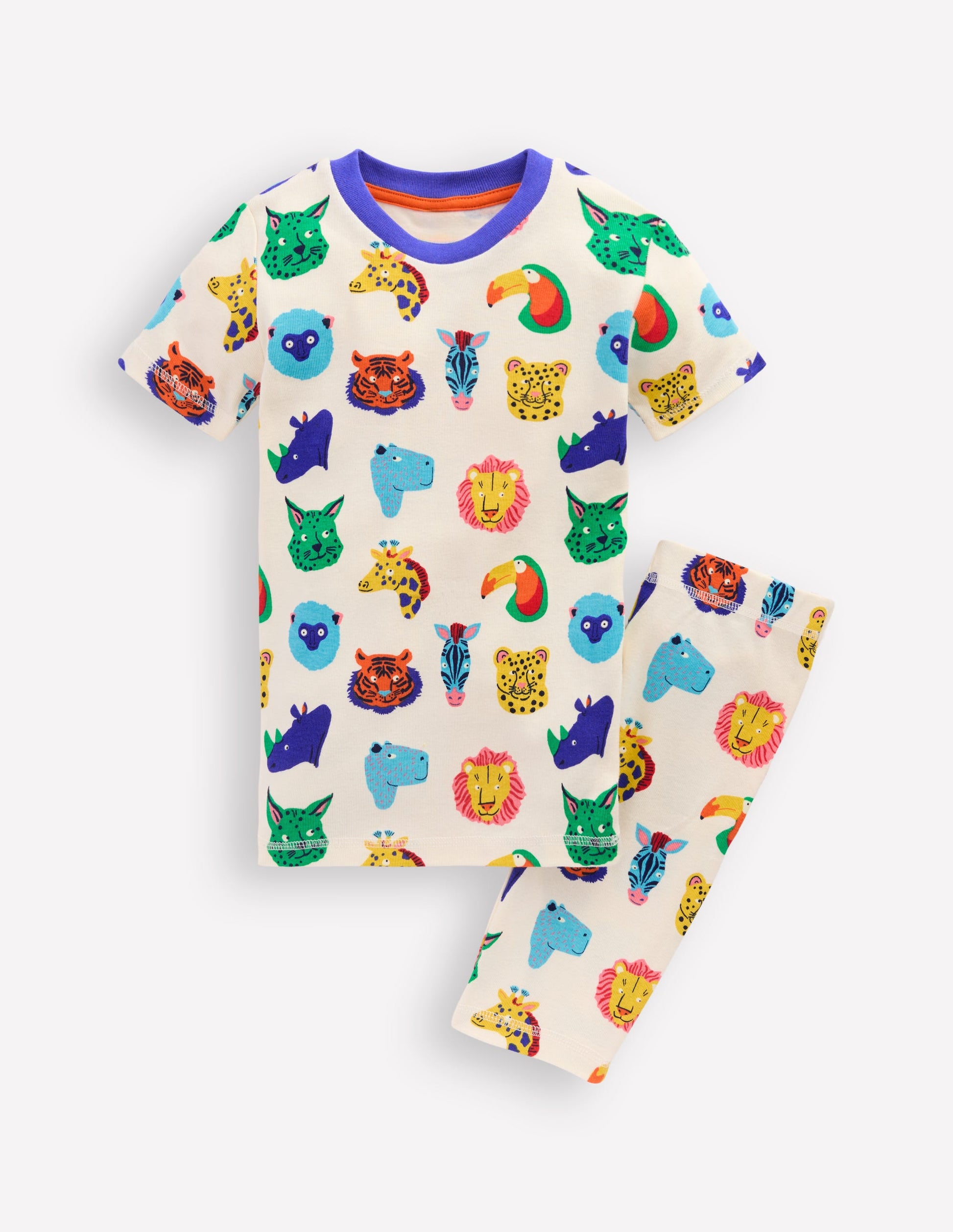 Snug Short John Glow Pyjamas-Multi Animal Faces-4