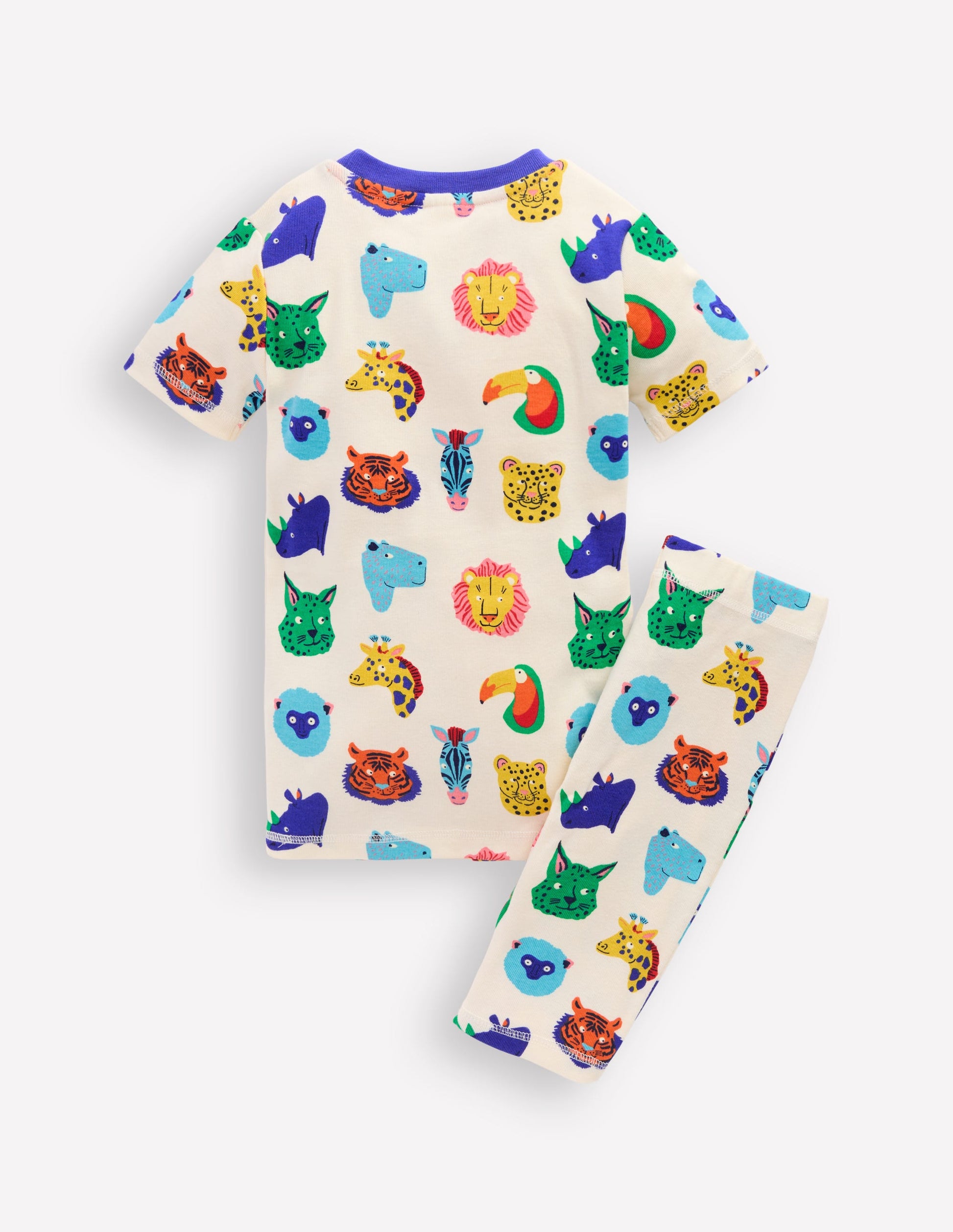 Snug Short John Glow Pyjamas-Multi Animal Faces-5