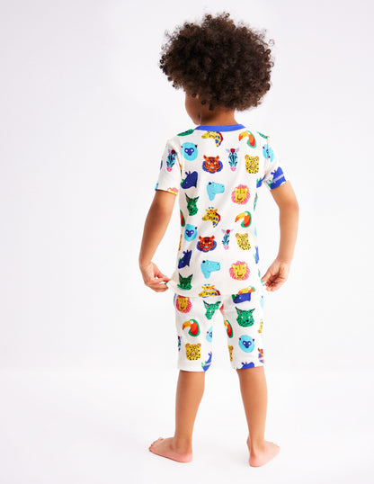 Snug Short John Glow Pyjamas-Multi Animal Faces-3