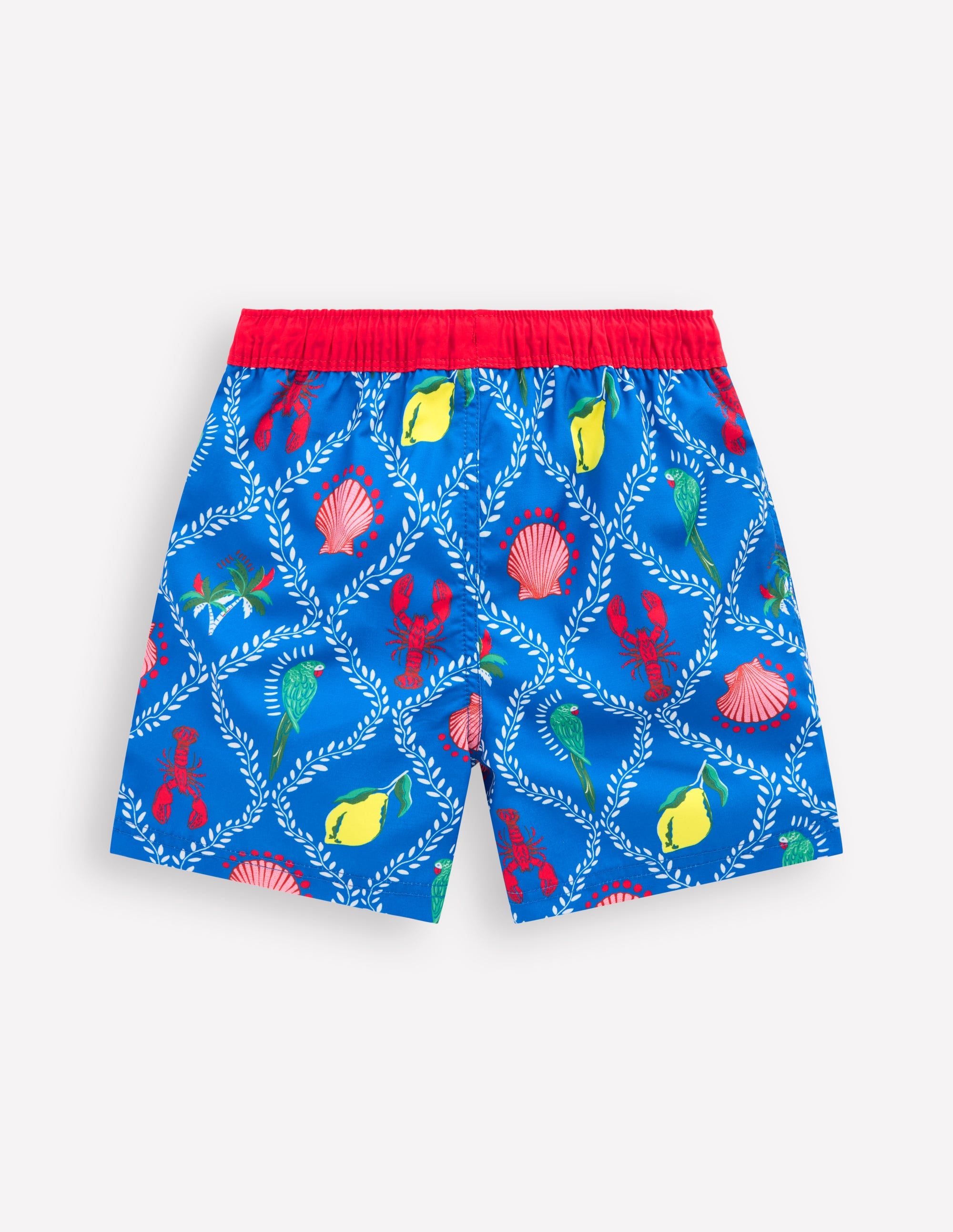 Swim Shorts-Bright Blue Tropical Tile - Image 2