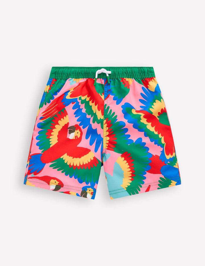 Swim Shorts-Multi Rainbow Parrot