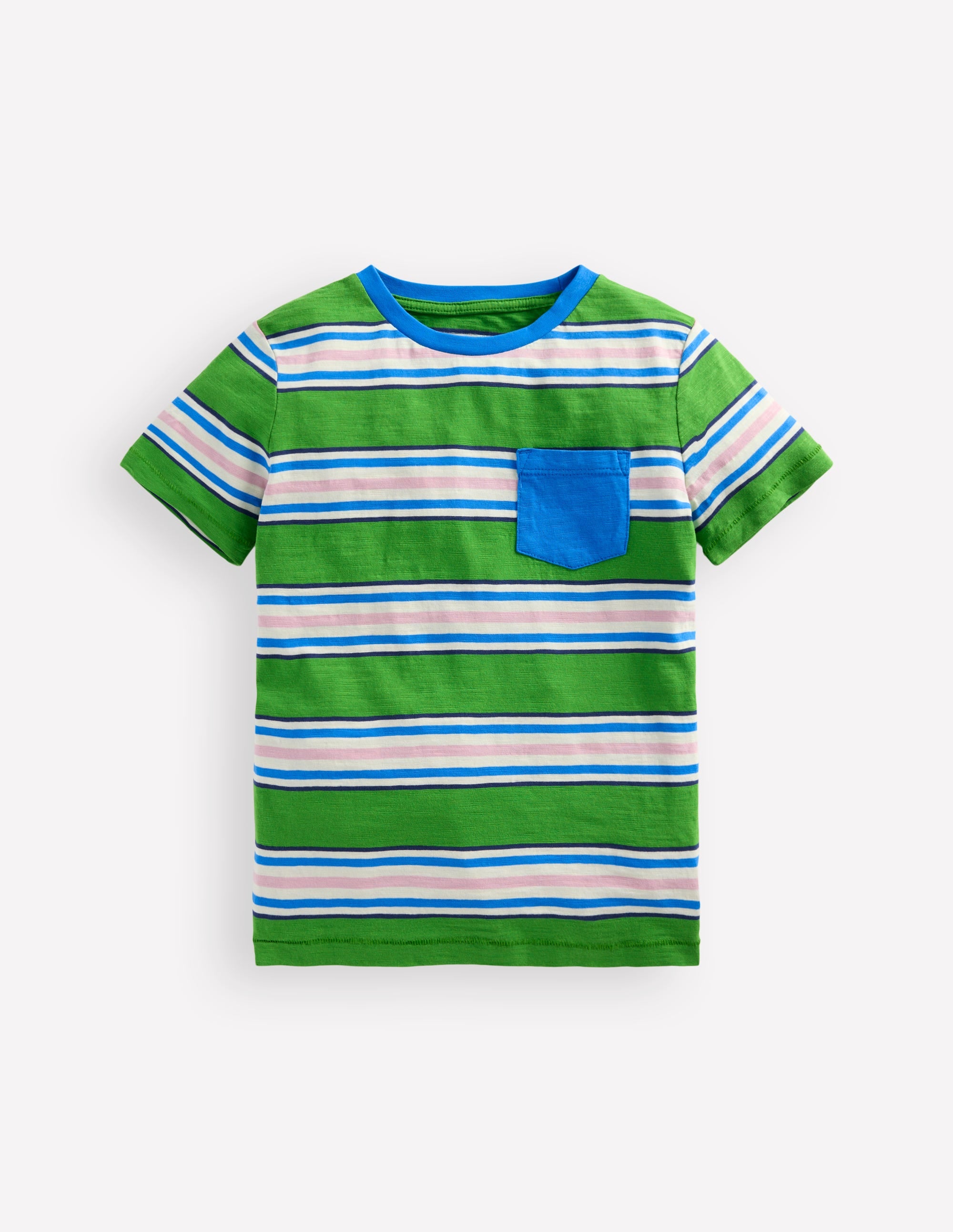 Stripe Pocket T-shirt-Lime Juice Green/Cerulean Blue - Image 1