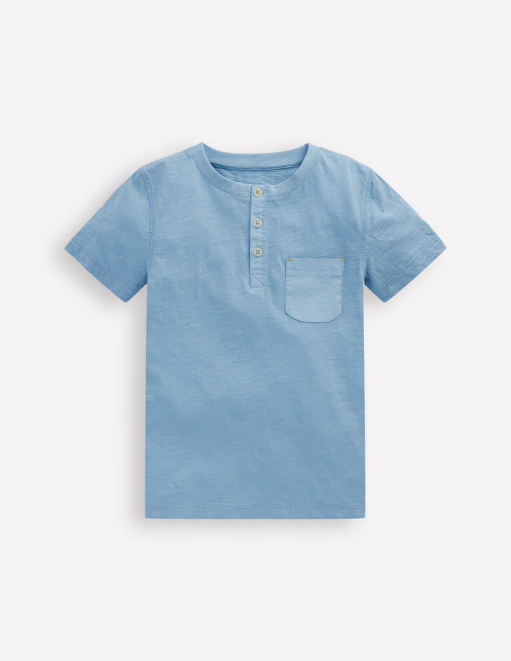 Short Sleeve Henley T-Shirt-Glacier Blue