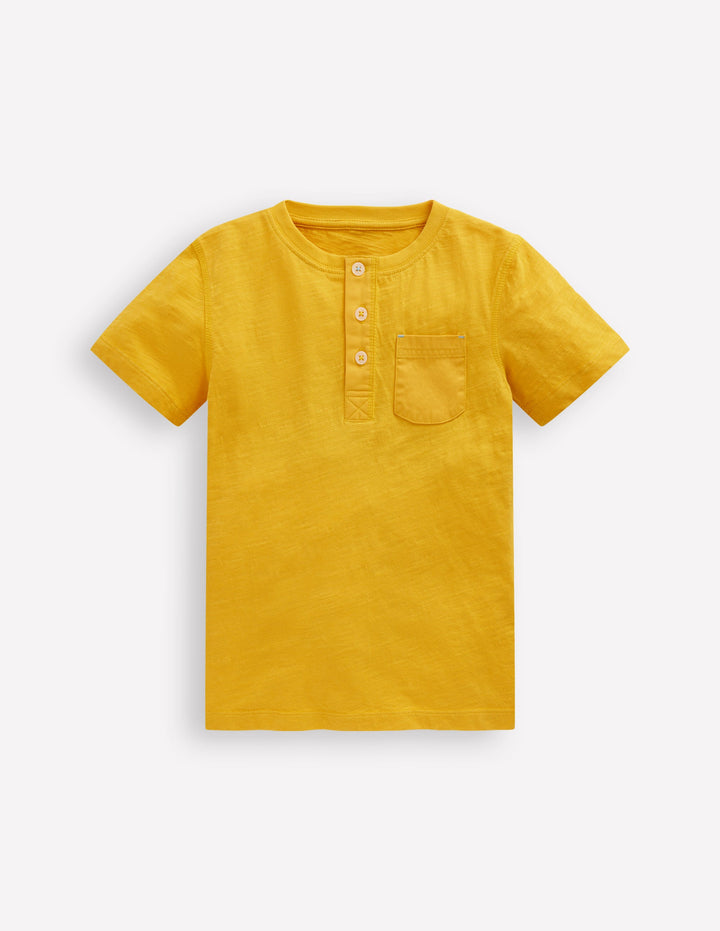 Short Sleeve Henley T-Shirt-Yellow