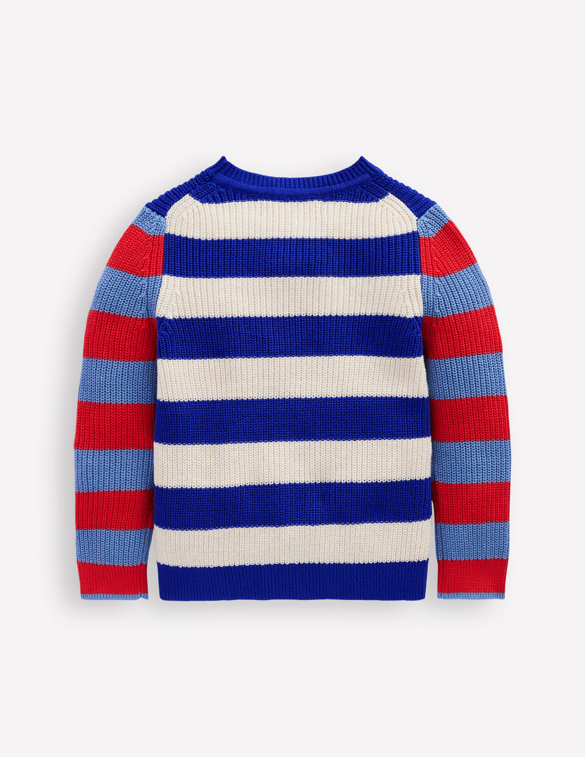 Everyday Cotton Jumper-Bright Blue/Ecru Marl Stripe - Image 2