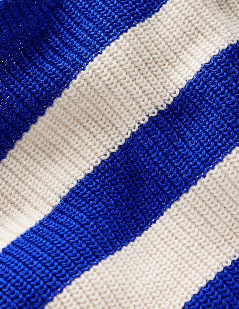 Everyday Cotton Jumper-Bright Blue/Ecru Marl Stripe - Image 3