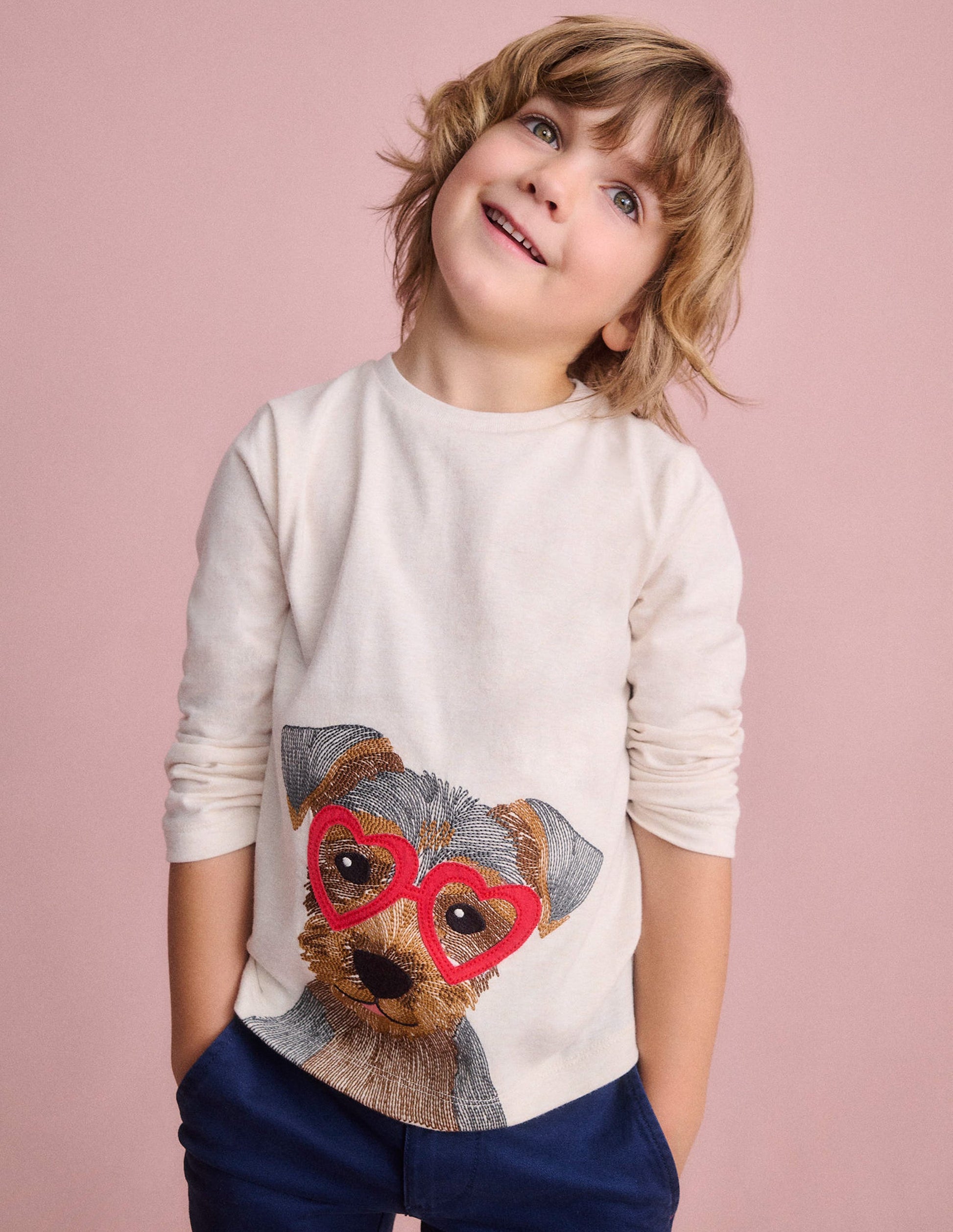Fun Superstitch Grid T-Shirt-Oatmeal Marl Janet-4