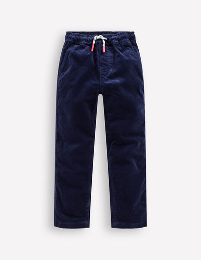 Slim Pull-On Trousers-College Navy Cord-1