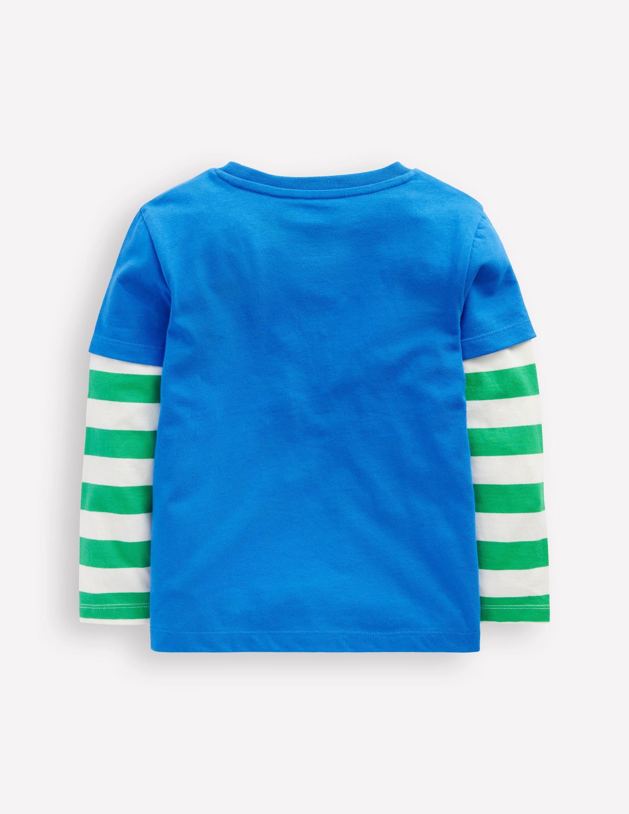 Applique Mock Sleeve T-Shirt-Kingfisher Blue Horse - Image 2