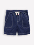 Pull-On Cotton Shorts-Navy
