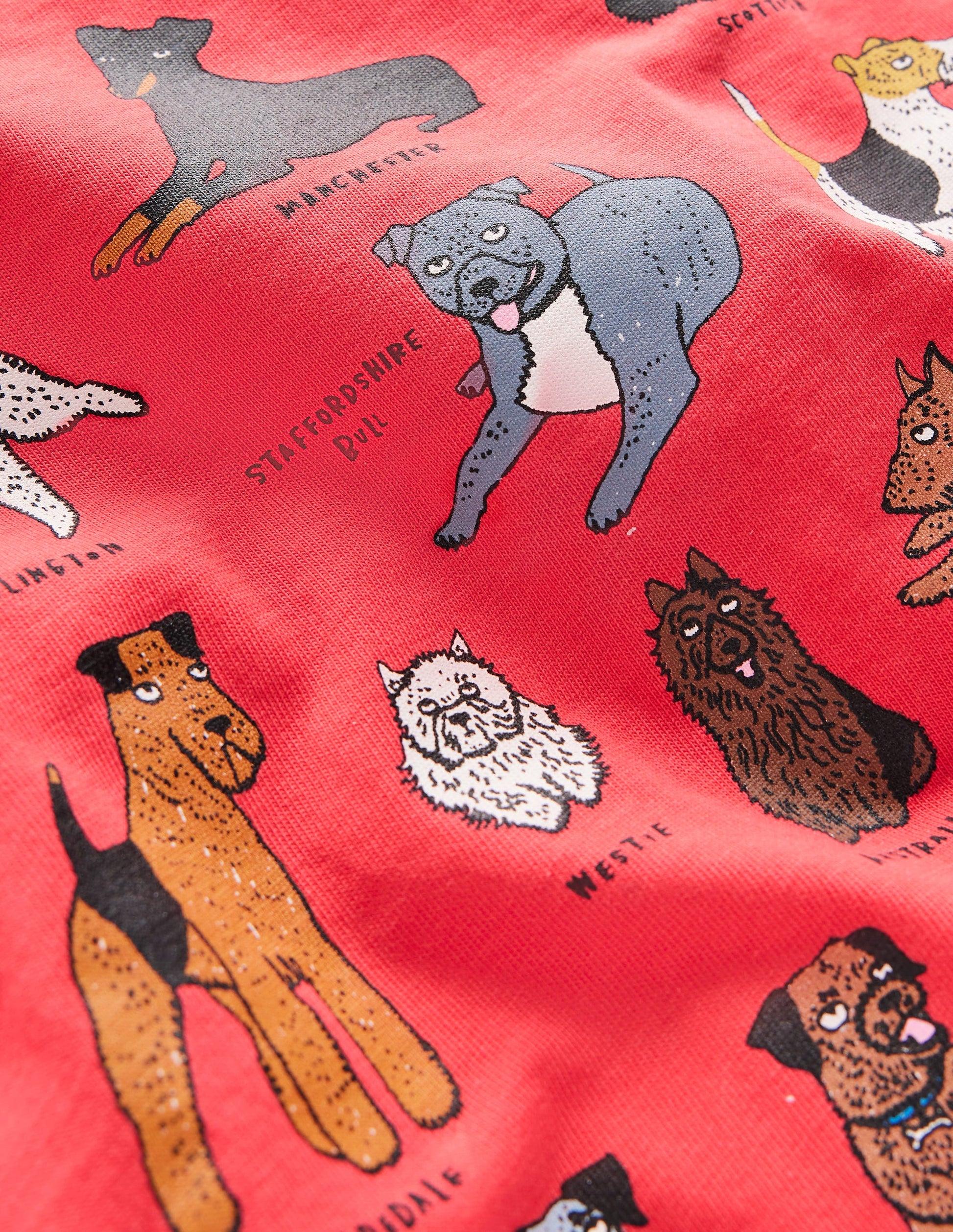 Short Sleeve Graphic T-shirt-Cherry Tomato Red Dogs-3