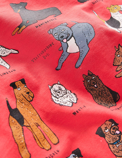 Short Sleeve Graphic T-shirt-Cherry Tomato Red Dogs-3