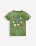 Short Sleeve Graphic T-shirt-Leaf Green Chickens
