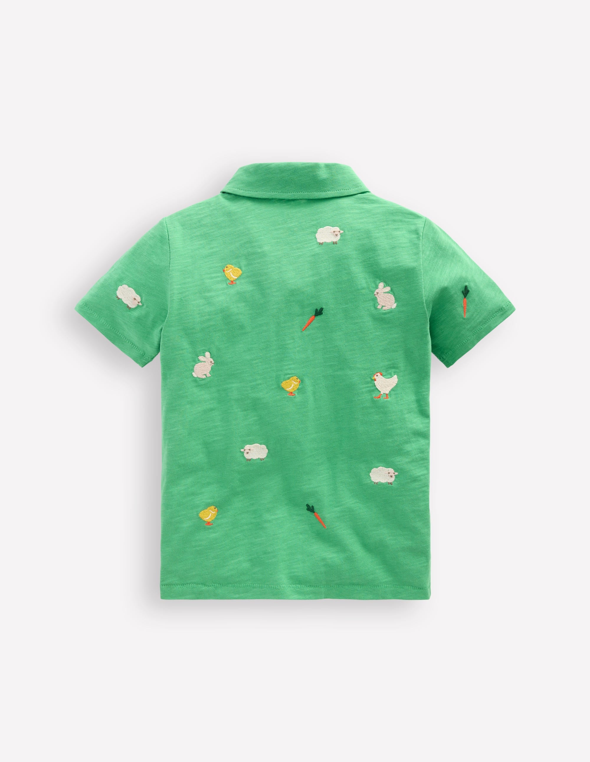 Embroidered Slub Polo Shirt-Easter Multi Embroidery - Image 2