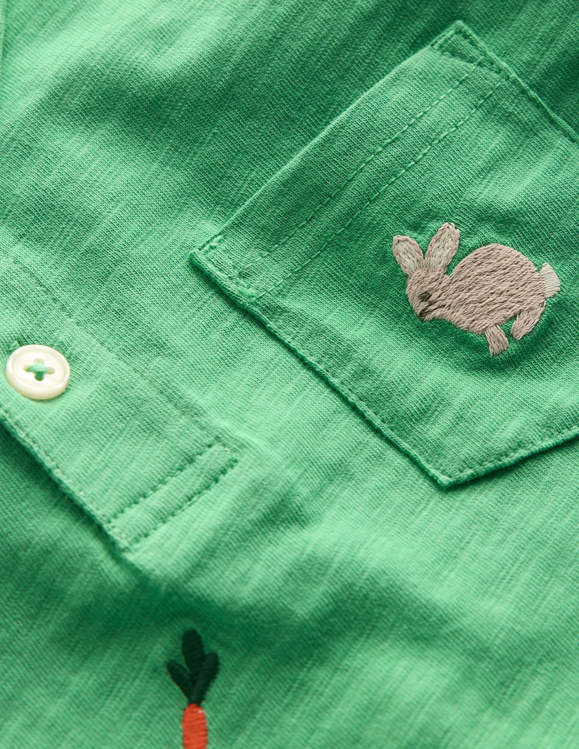 Embroidered Slub Polo Shirt-Easter Multi Embroidery - Image 3