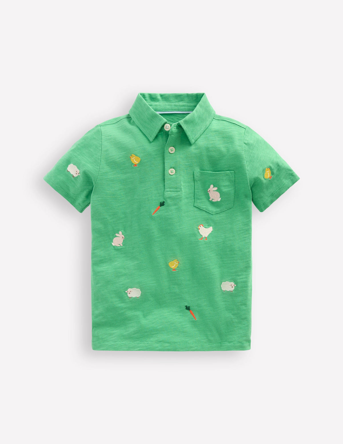 Embroidered Slub Polo Shirt-Easter Multi Embroidery - Image 1