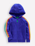 Rainbow Zip-up Hoodie-Peacock Plume Blue