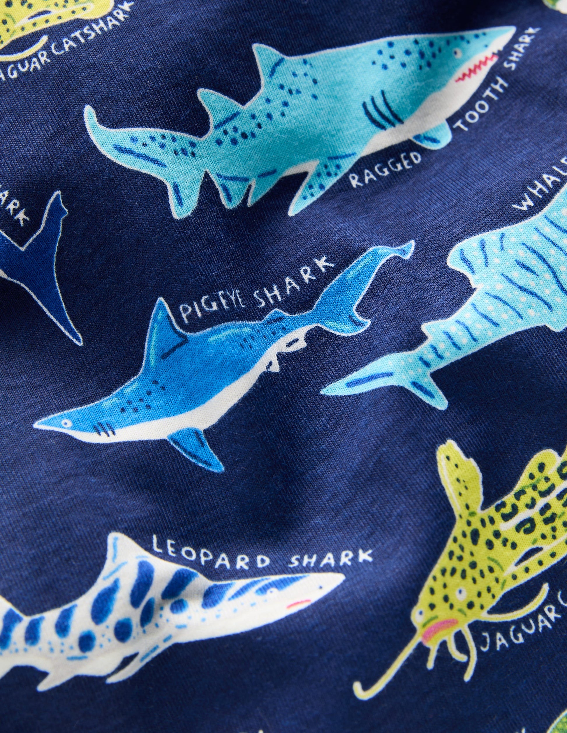 Snug Short John Glow Pyjamas-College Navy Sharks-3