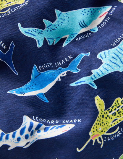 Snug Short John Glow Pyjamas-College Navy Sharks-3