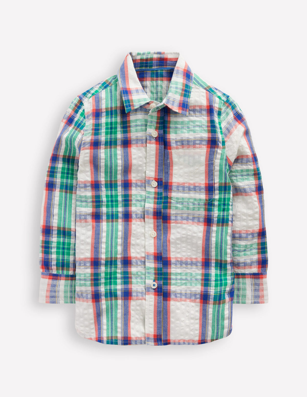 Cotton Shirt-Bright Blue Check - Image 1