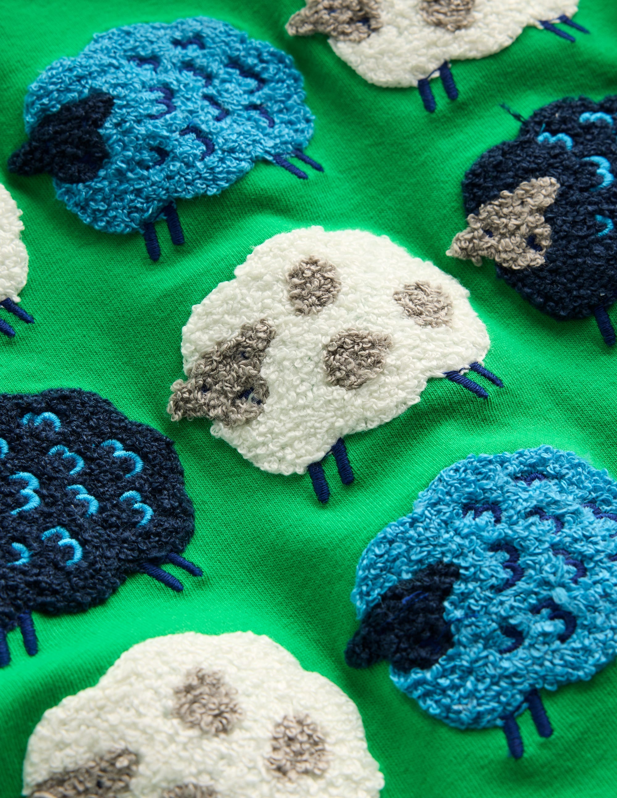 Short Sleeve Bouclé T-shirt-Sapling Green Sheep - Image 3