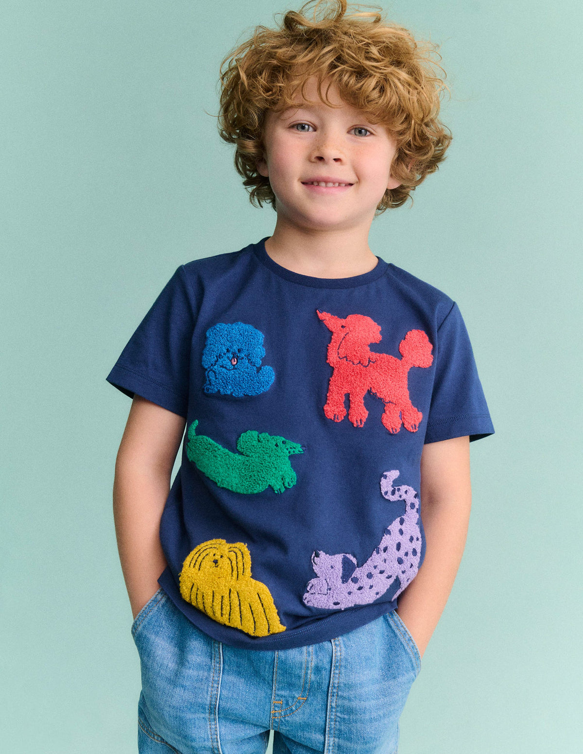 Short Sleeve Bouclé T-shirt-Starboard Blue Dogs - Image 4