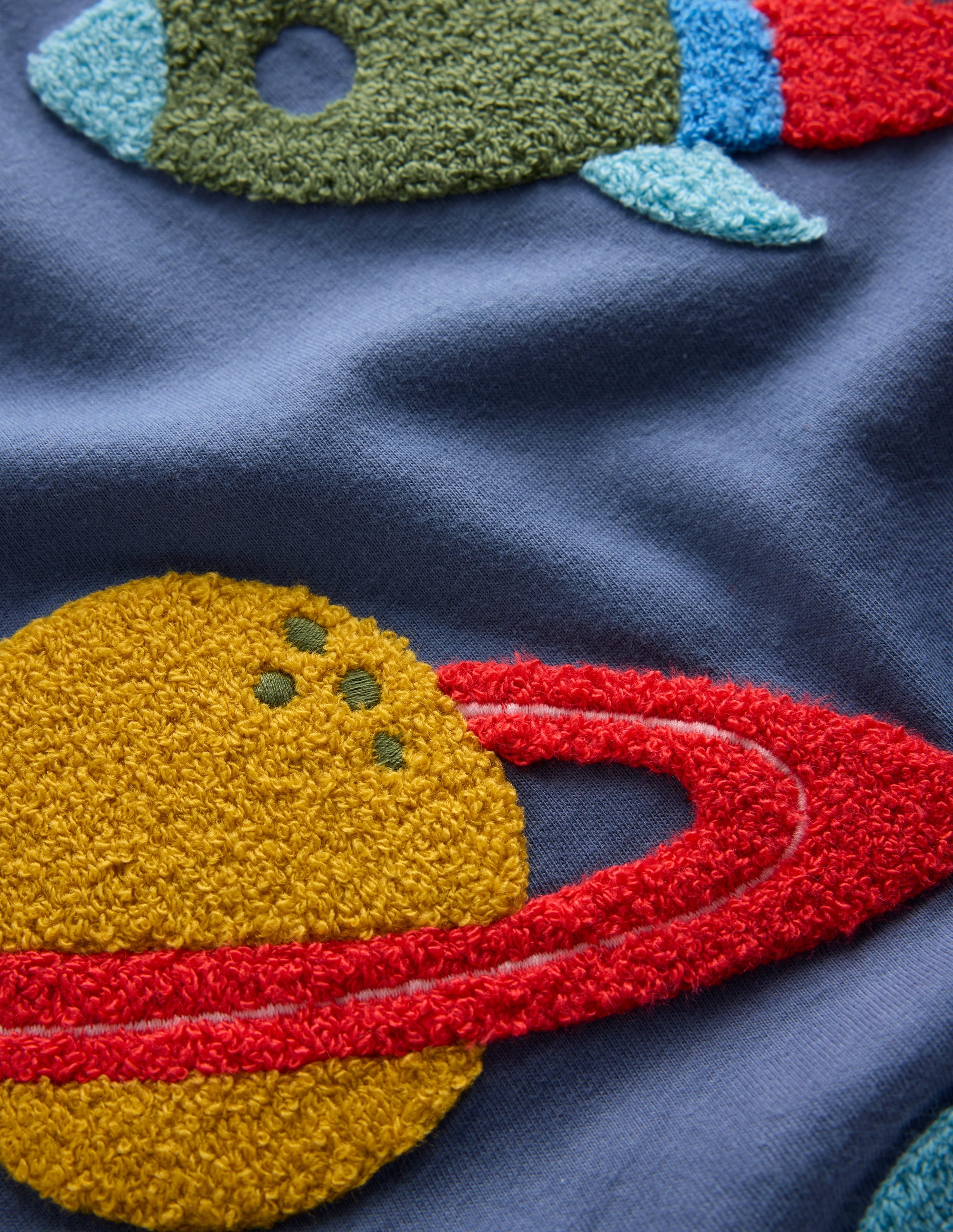 Applique Mock Sleeve T-Shirt-Robot Blue Space - Image 3