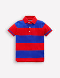 Piqué Polo Shirt-Poppy Red/ Gallery Blue Stripe