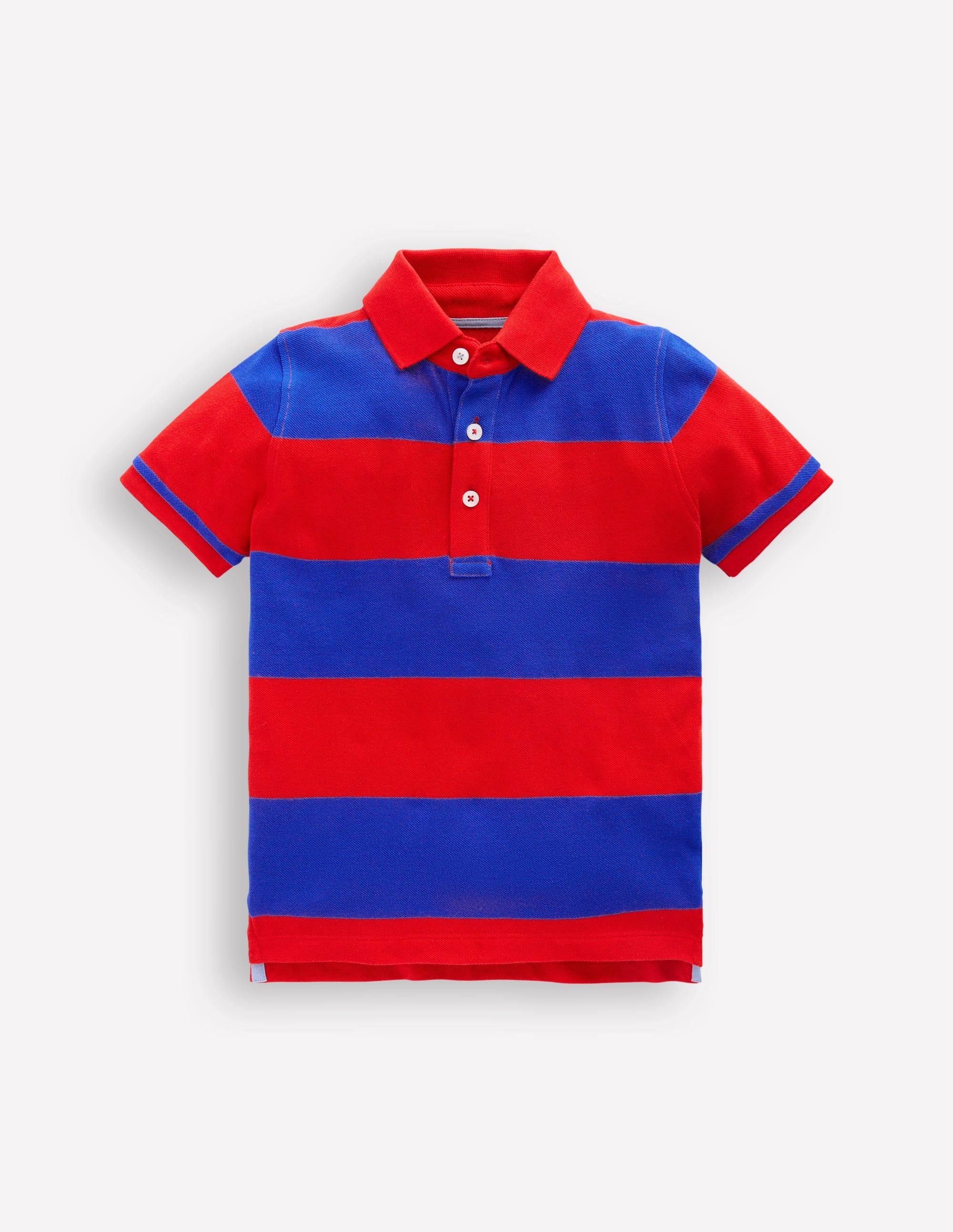 Piqué Polo Shirt-Poppy Red/ Gallery Blue Stripe - Image 1