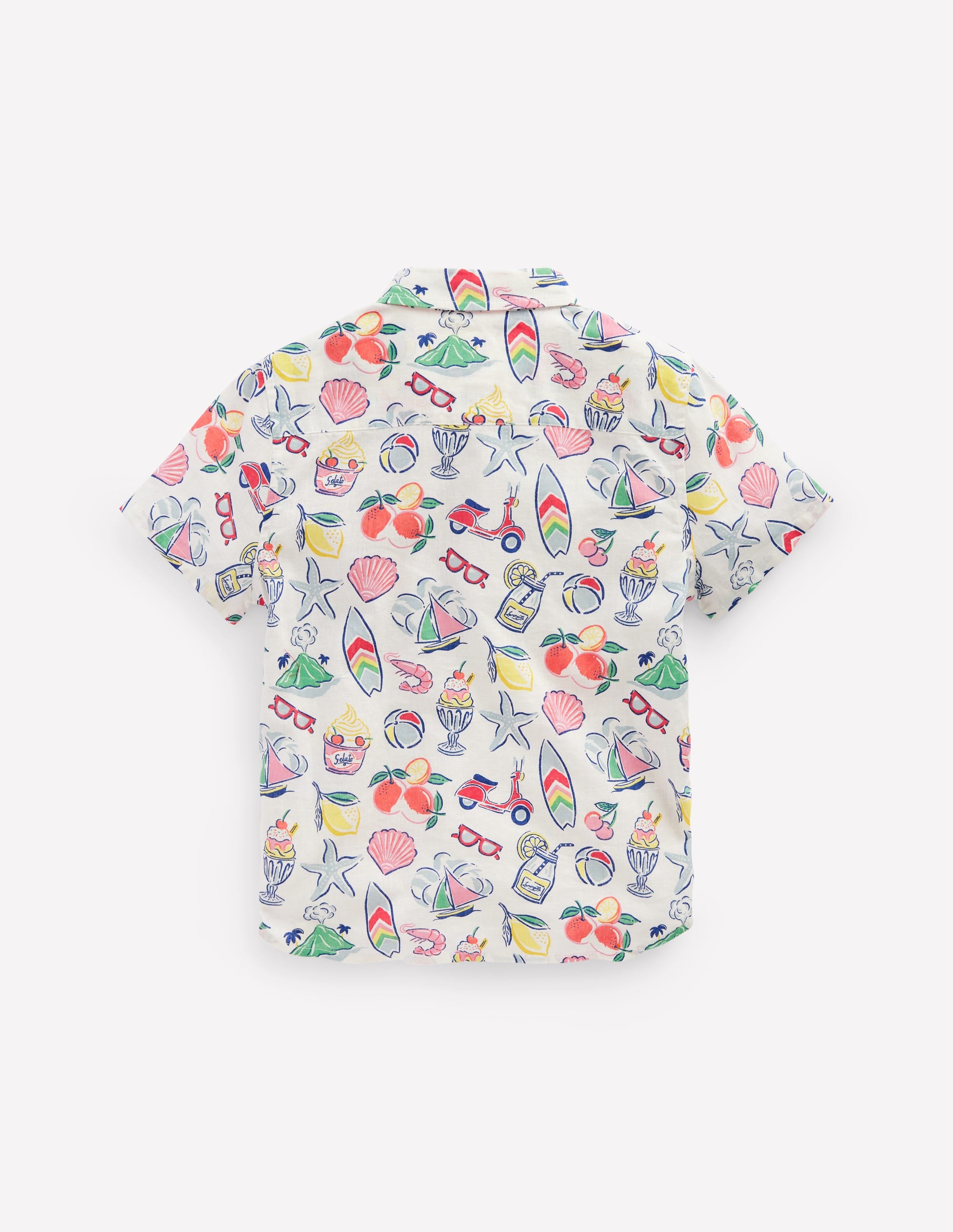 Cotton Linen Shirt-Ivory Holiday Print - Image 2